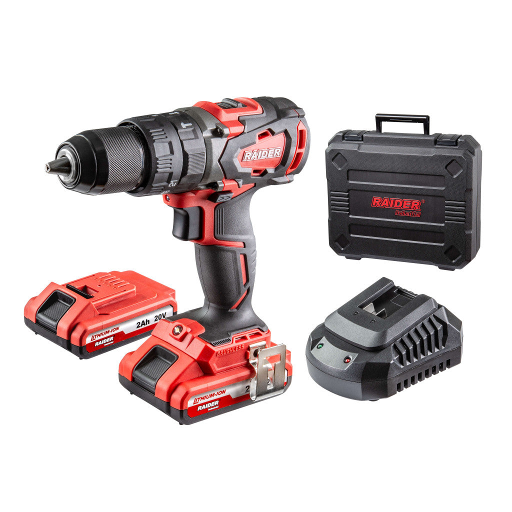 Бормашина ударна безч. 20V 2-ск. 2x2Ah 62Nm куфар RAIDER INDUSTRIAL RDI-CDB02 – Raider Industrial