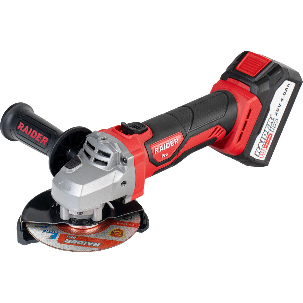 R20 Ъглошлайф Ø125mm 4Ah RAIDER PRO RDP-SPAG20 Set – Raider Pro