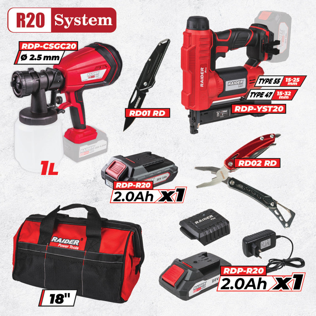 R20 Комплект 2 машини 2x2Ah + 3 RDP-BXS5 Raider Pro - BGShopping.net