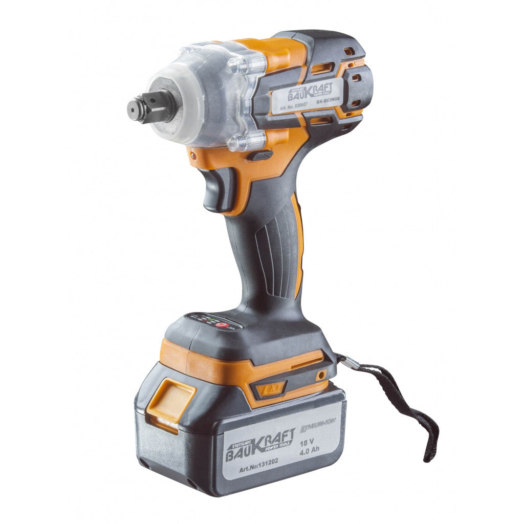Гайковерт безч. 2-ск. 320Nm 1/2" 18V 4Ah куфар BAUKRAFT BK-BCIW08 – Baukraft