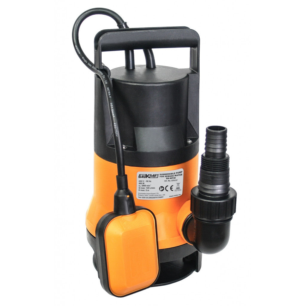 Помпа водна потоп. 400W 1 max 125L/min 5m BAUKRAFT BK-WP30 Baukraft Baukraft BGShopping.net