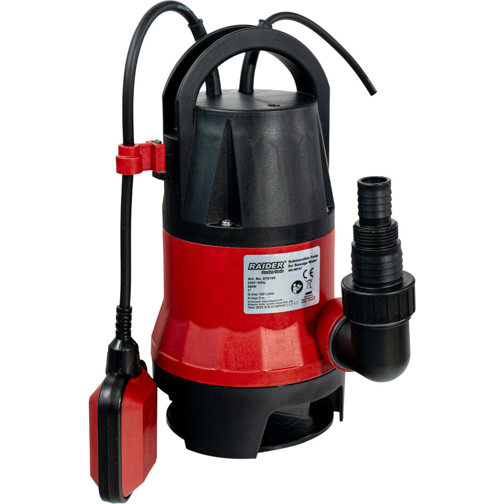 Помпа потопяема за мръсна вода 400W 1" 125L/min 5m RAIDER RD-WP47 – Raider Garden Tools