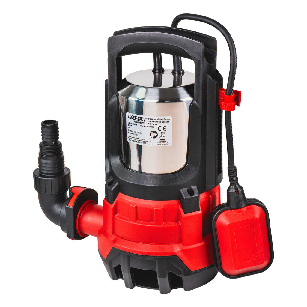Помпа водна потопяема 900W 1" 250L/min 8,5m INOX RAIDER RD-WP61 – Raider Garden Tools