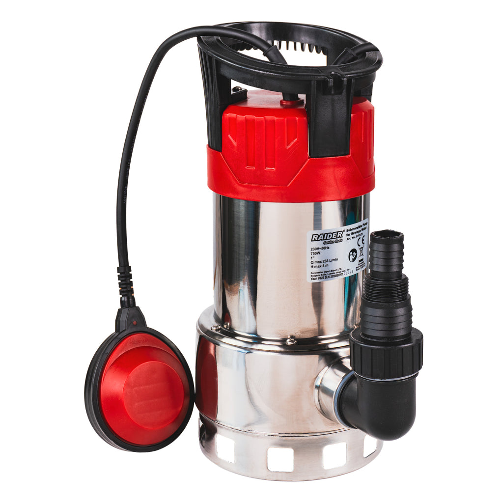 Помпа водна потопяема 750W 1" 233L/min 8m INOX RAIDER RD-WP64