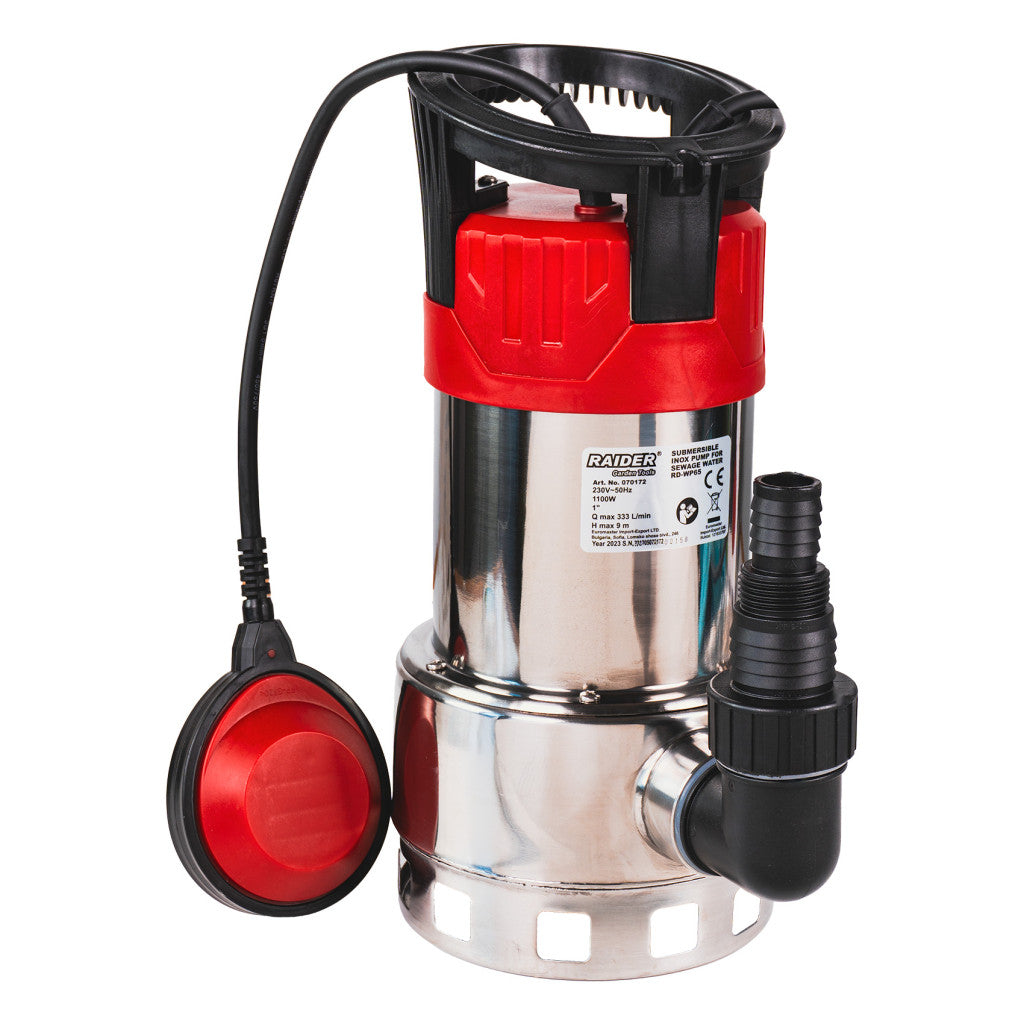 Помпа водна потопяема 1100W 1" 333L/min 9m INOX RAIDER RD-WP65 – Raider Garden Tools