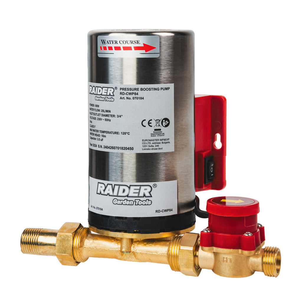 Бустер помпа 90W 3/4" 20L/min 10m INOX 1,2m 120°C RAIDER RD-CWP84 – Raider Garden Tools