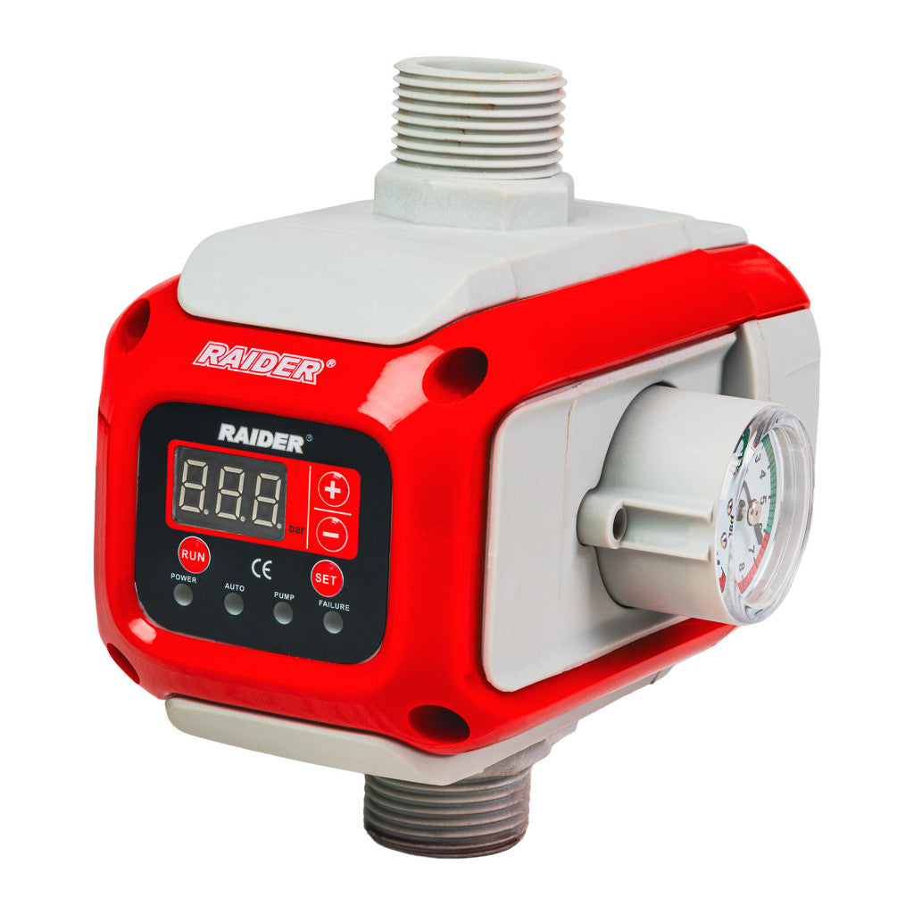 Пресостат електронен 2.2kW 1"M 80°C рег. манометър RD-EPC08 Raider Garden Tools - BGShopping.net