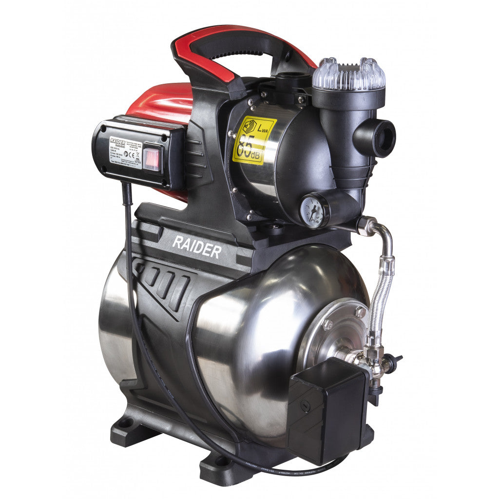 Хидрофор 1200W 1" max 64L/min 3bar 48m Inox+ RAIDER RD-WP1200S – Raider Garden Tools