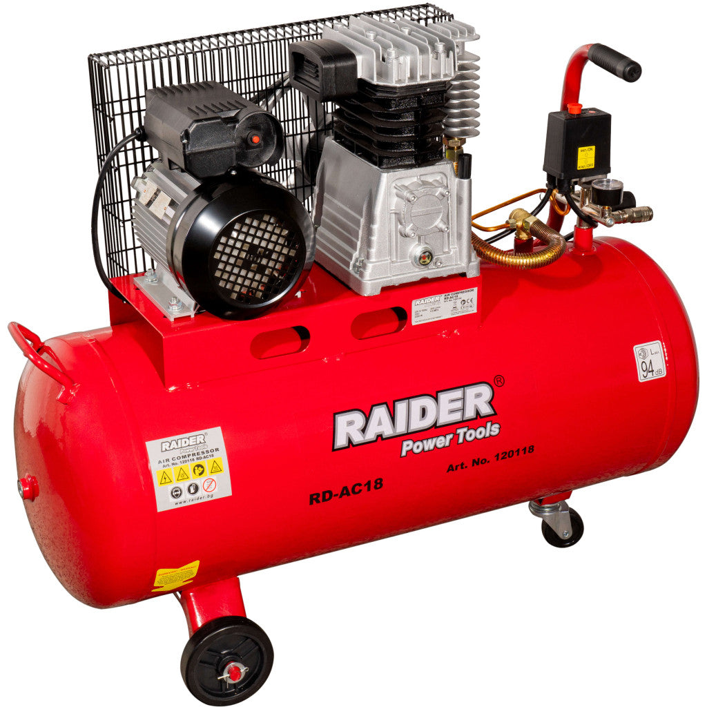 Компресор 100L 2.2kW 320L/min ремък RAIDER RD-AC18 – Raider Power Tools