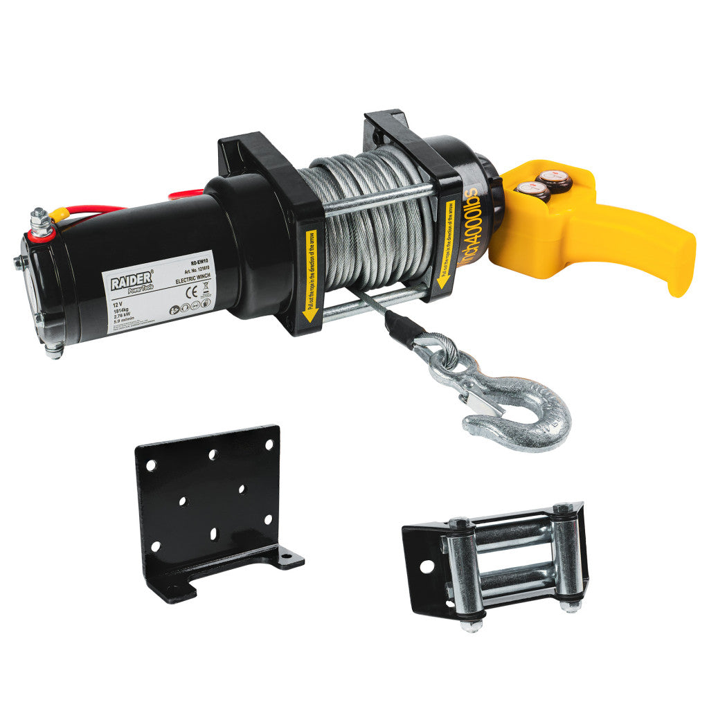 Автолебедка 12V 1814kg 4000lbs 2.76 kW Ø6.3mm 15m RAIDER RD-EW10 – Raider Power Tools