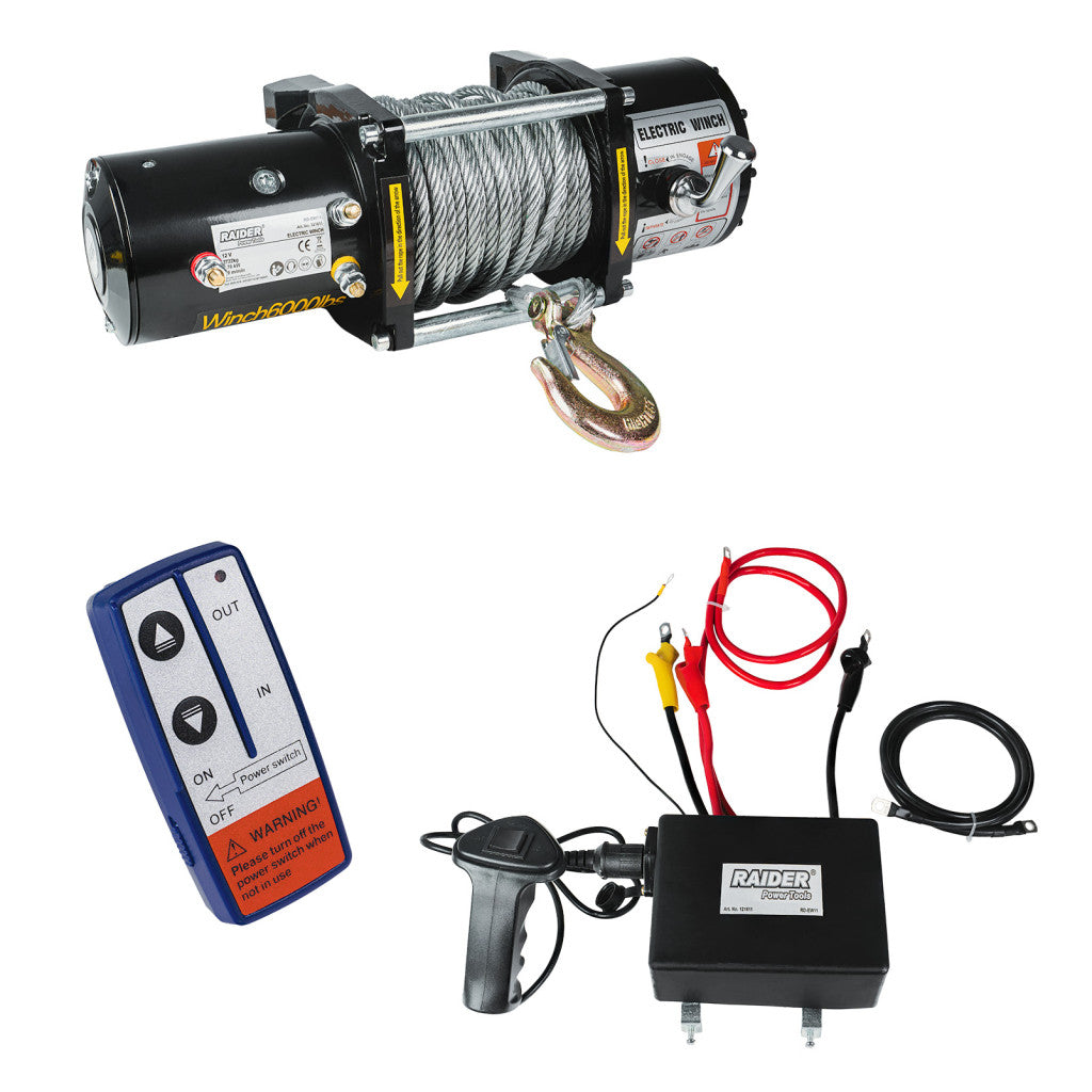 Автолебедка 12V 2722kg 6000lbs 2.76 kW Ø7.2mm 24m RAIDER RD-EW11 Raider Power Tools BGShopping.net