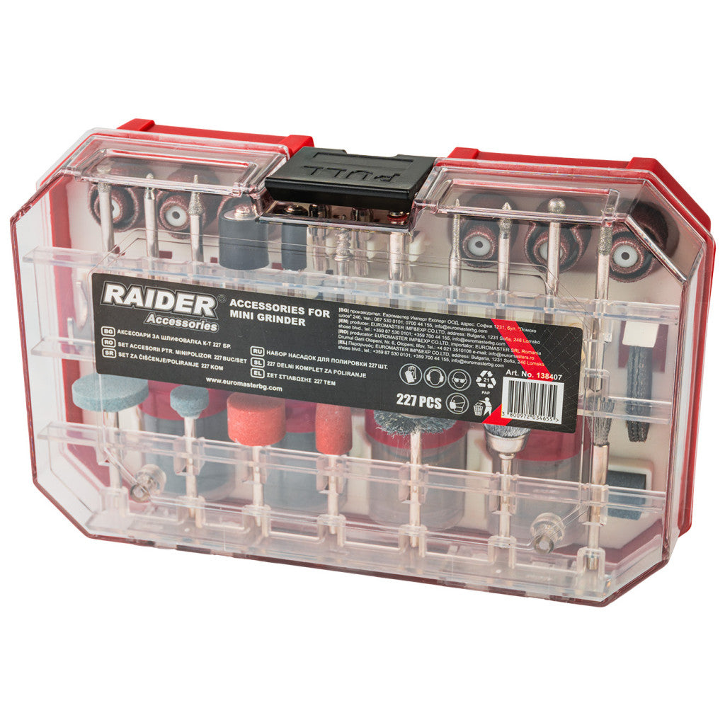 Аксесоари за шлифовалка 227бр. к-т в куфар Raider Power Tools BGShopping.net
