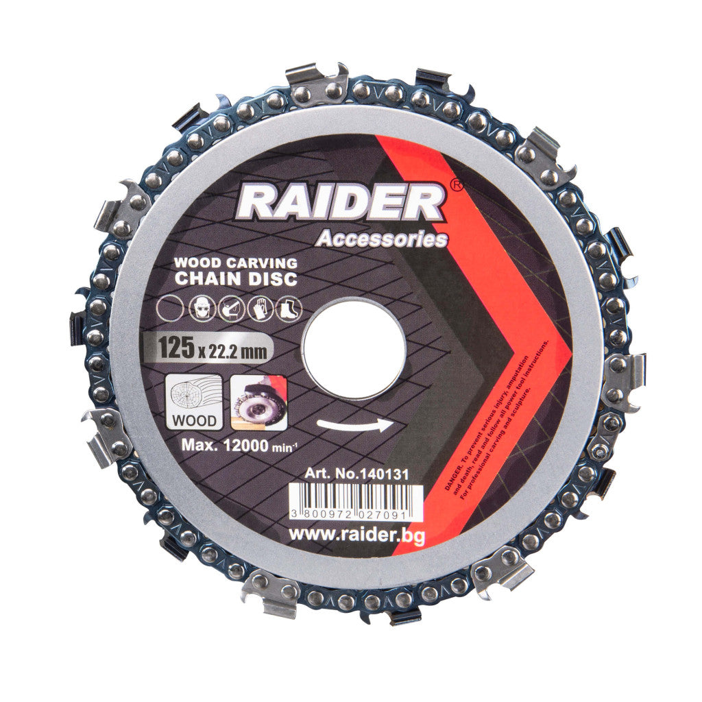 Диск с верига за дърво 125x22.2mm – Raider Power Tools