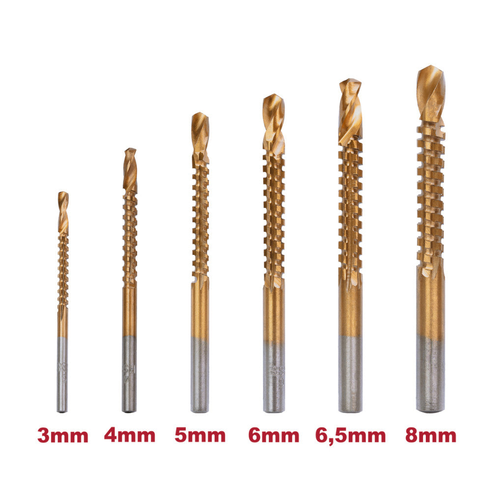 Свредло-Фрезер HSS+TIN 6бр. Ø3-8mm к-т Raider Power Tools - BGShopping.net