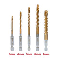 Свредло-Фрезер HSS+TIN 5бр. Ø3-8mm к-т - 1/4 HEX Raider Power Tools - BGShopping.net