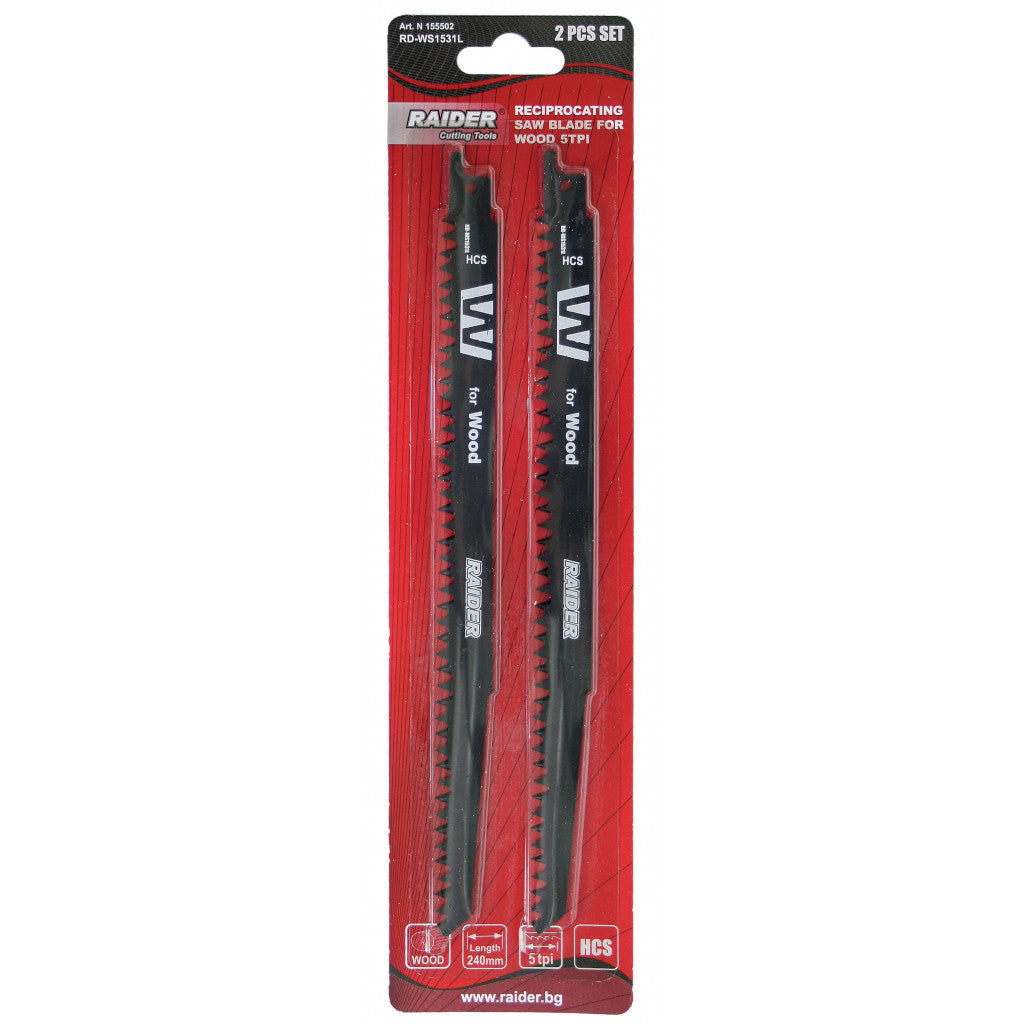 Нож за саблев. трион за дърво 240x19x1.5mm 2бр. RAIDER RD-WS1531L Raider Power Tools BGShopping.net