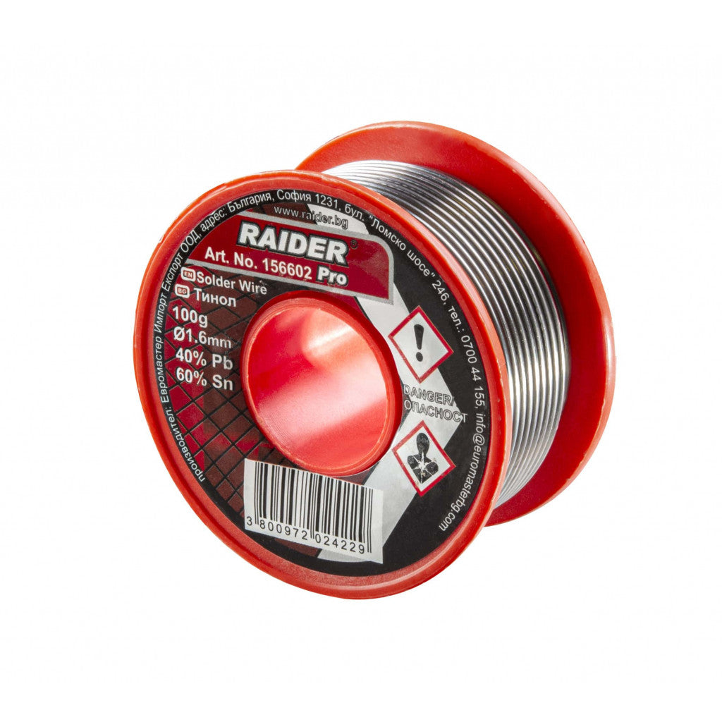 Тинол ø1.6mm 100g 60%Sn 40%Pb Pro Raider Pro BGShopping.net