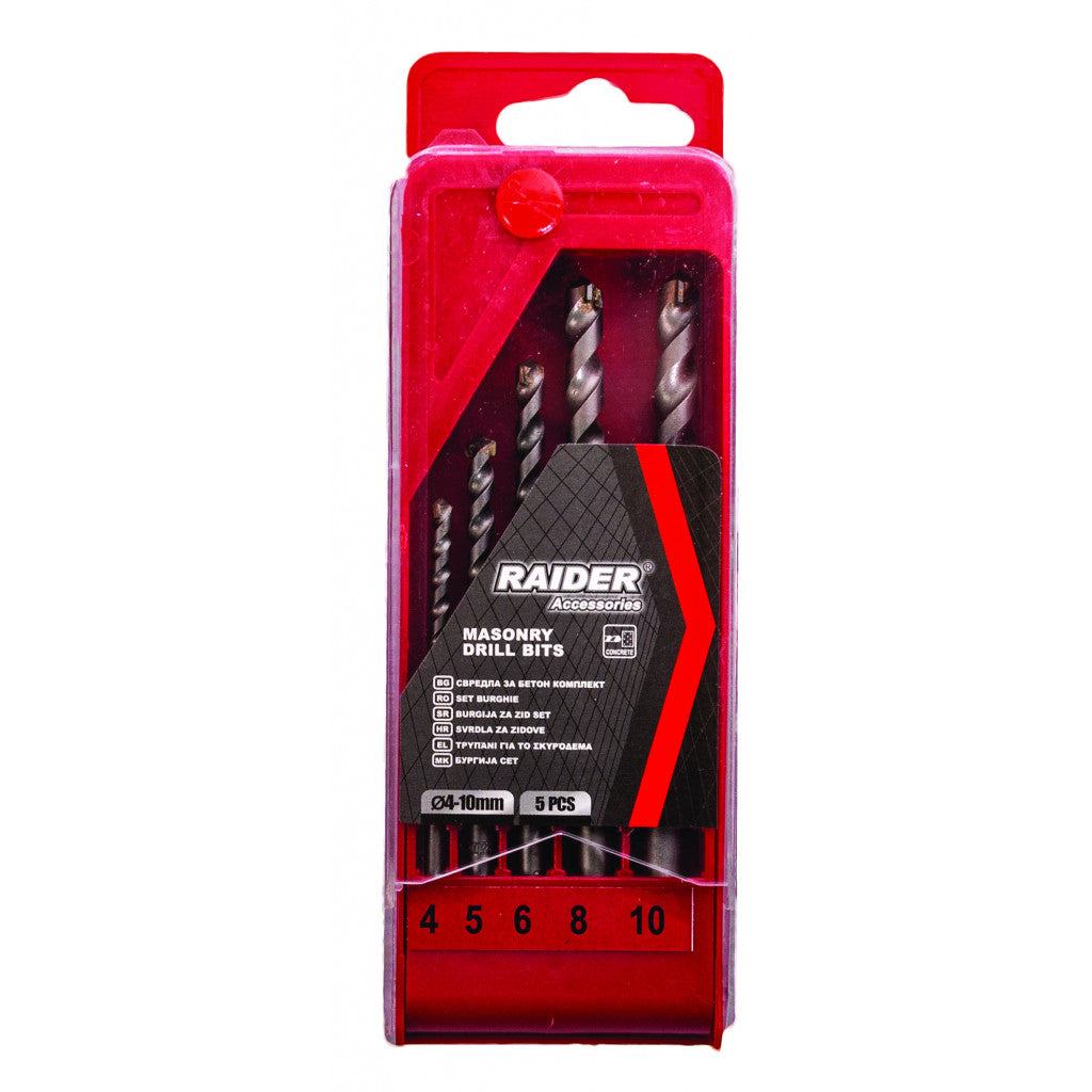 Свредла за бетон 5бр. ø4 5 6 8 10mm к-т Raider Power Tools BGShopping.net