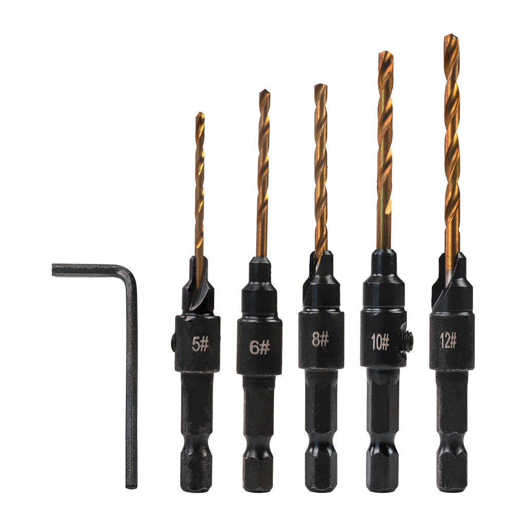 Свредла с фрезенк за дърво 1/4" hex 5бр. Ø5, 6, 8, 10, 12mm – Raider Power Tools
