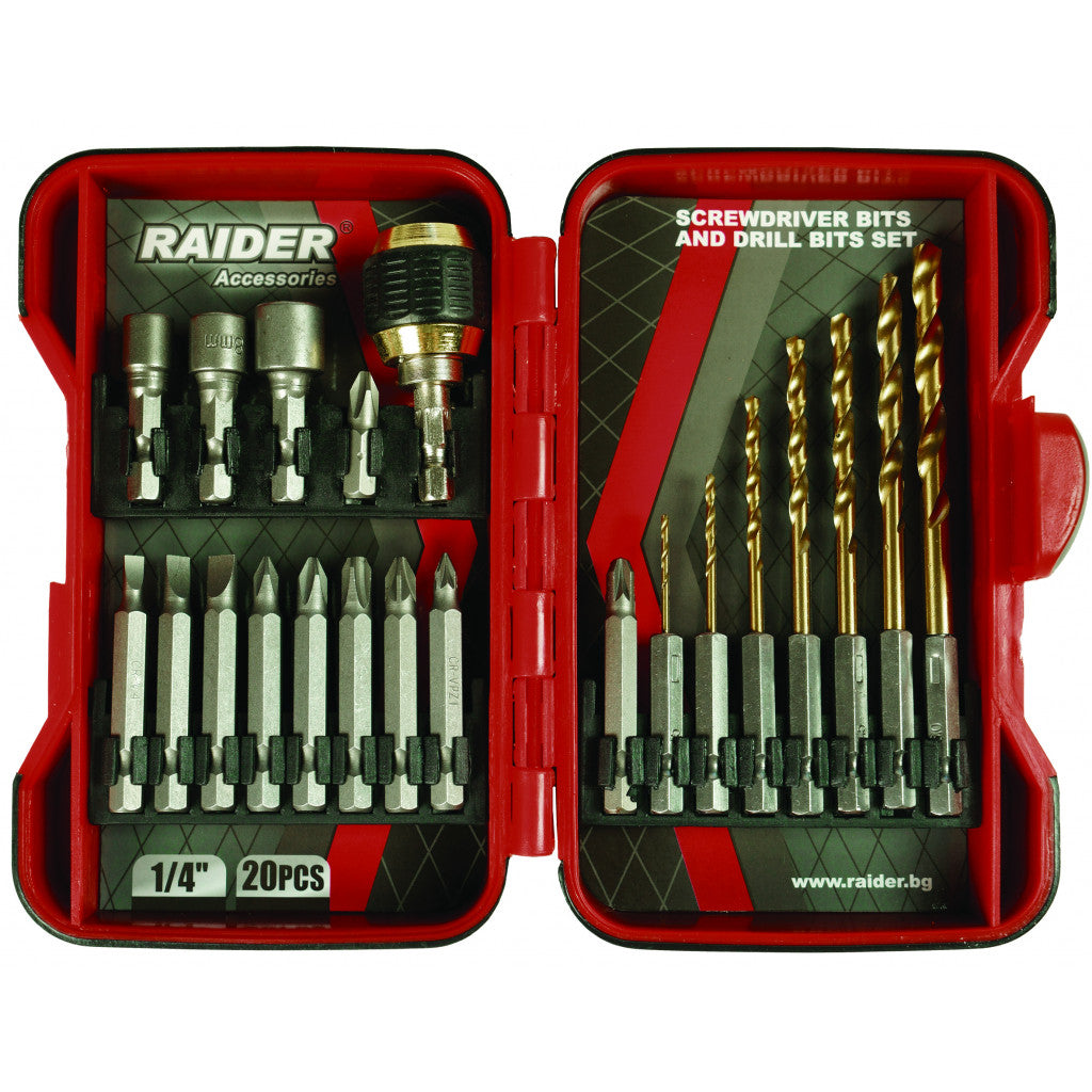 Накрайници и свредла 1/4" 20 бр. К-т RAIDER Raider Power Tools BGShopping.net