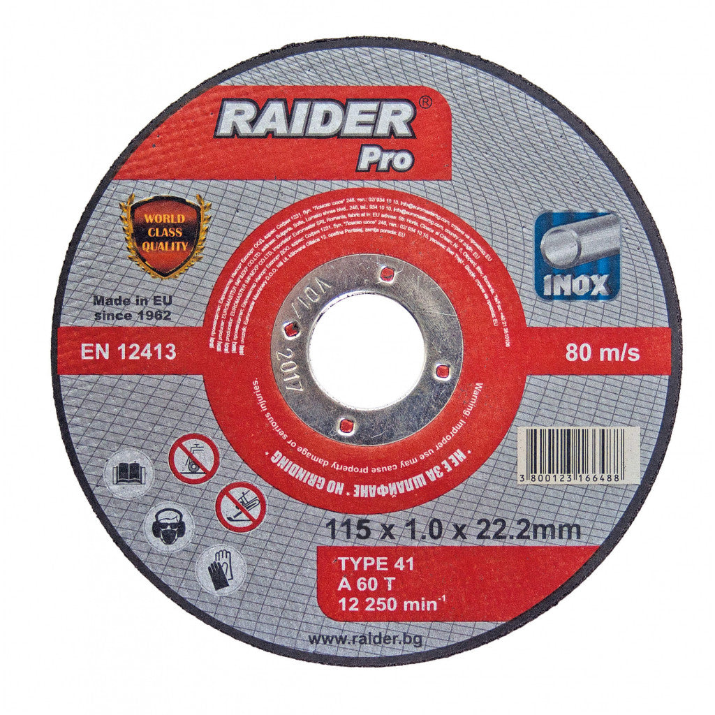 Диск за метал 115х1.0х22.2mm A60T Inox RDP Raider Pro BGShopping.net