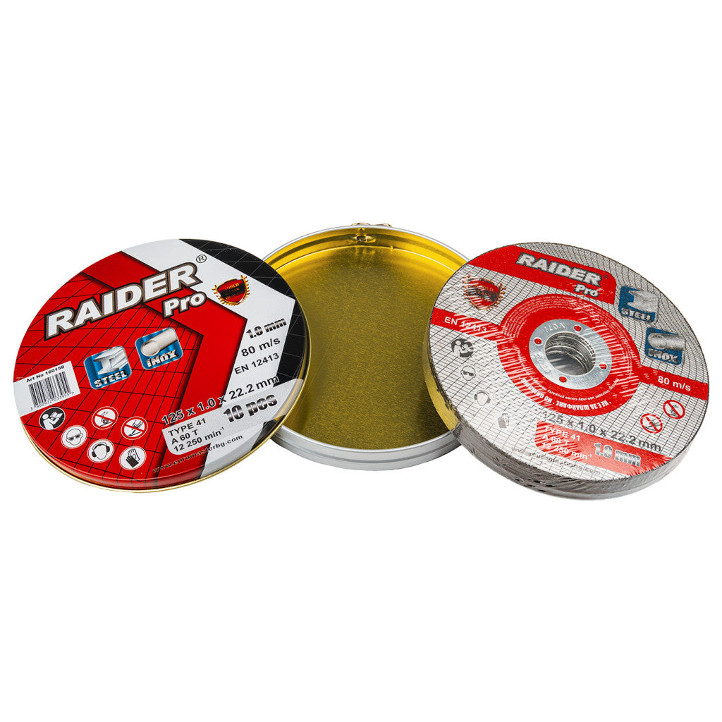 Диск за метал 125х1.0х22.2mm A60T Inox мет кутия 10бр. RDP Raider Pro BGShopping.net