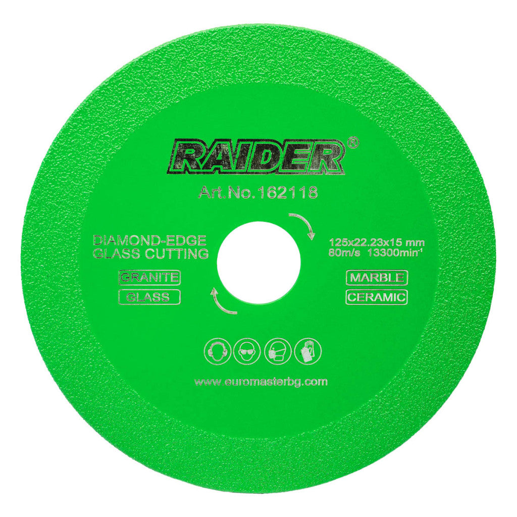 Диск диамантен за рязане на стъкло 125x22,23x15 мм RD-G01 Raider Power Tools - BGShopping.net