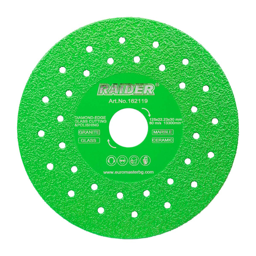 Диск диамантен за рязане на стъкло 125x22,23x30 мм RD-G02 Raider Power Tools - BGShopping.net