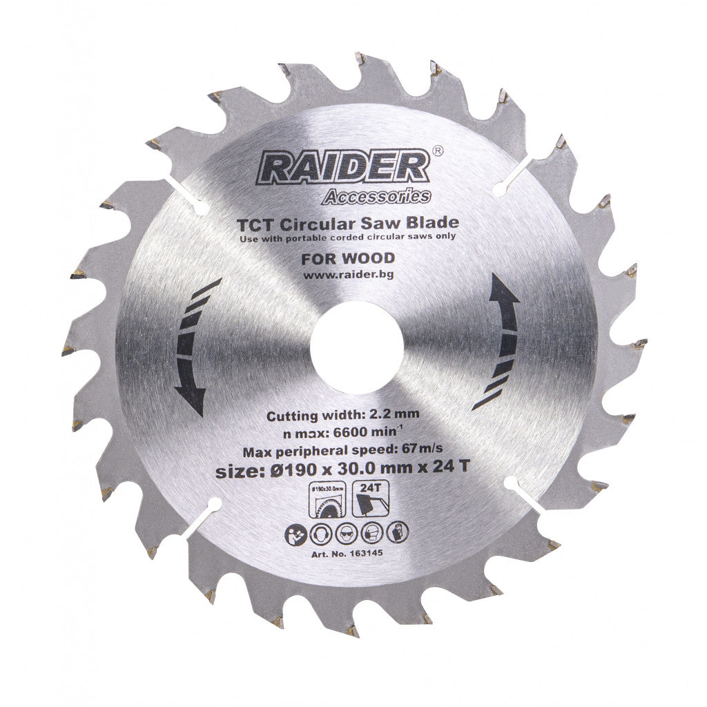 Диск за циркуляр 190х24Тх30mm – Raider Power Tools
