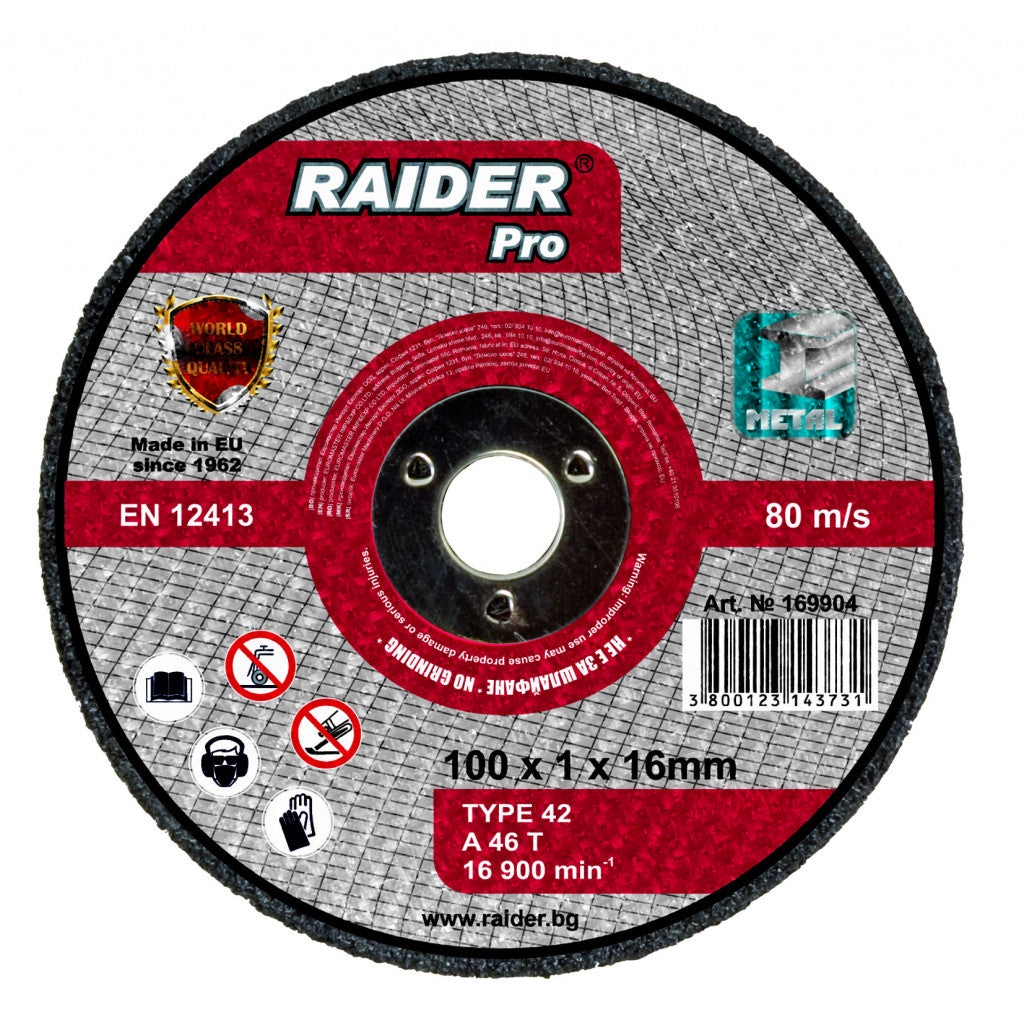 Диск за метал за пневматичен ъглошлайф ø100x1x16mm – Raider Power Tools