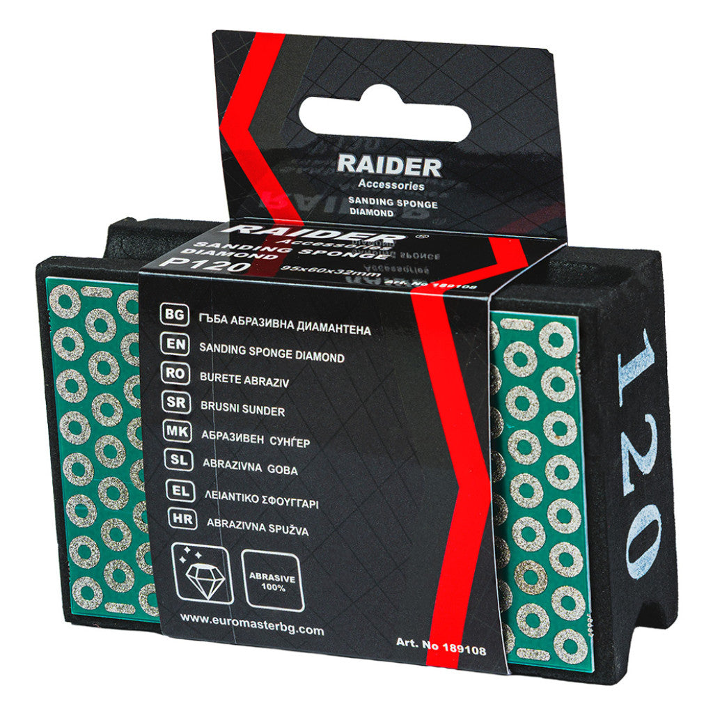 Гъба абразивна 120x100x12mm Р60 – Raider Power Tools