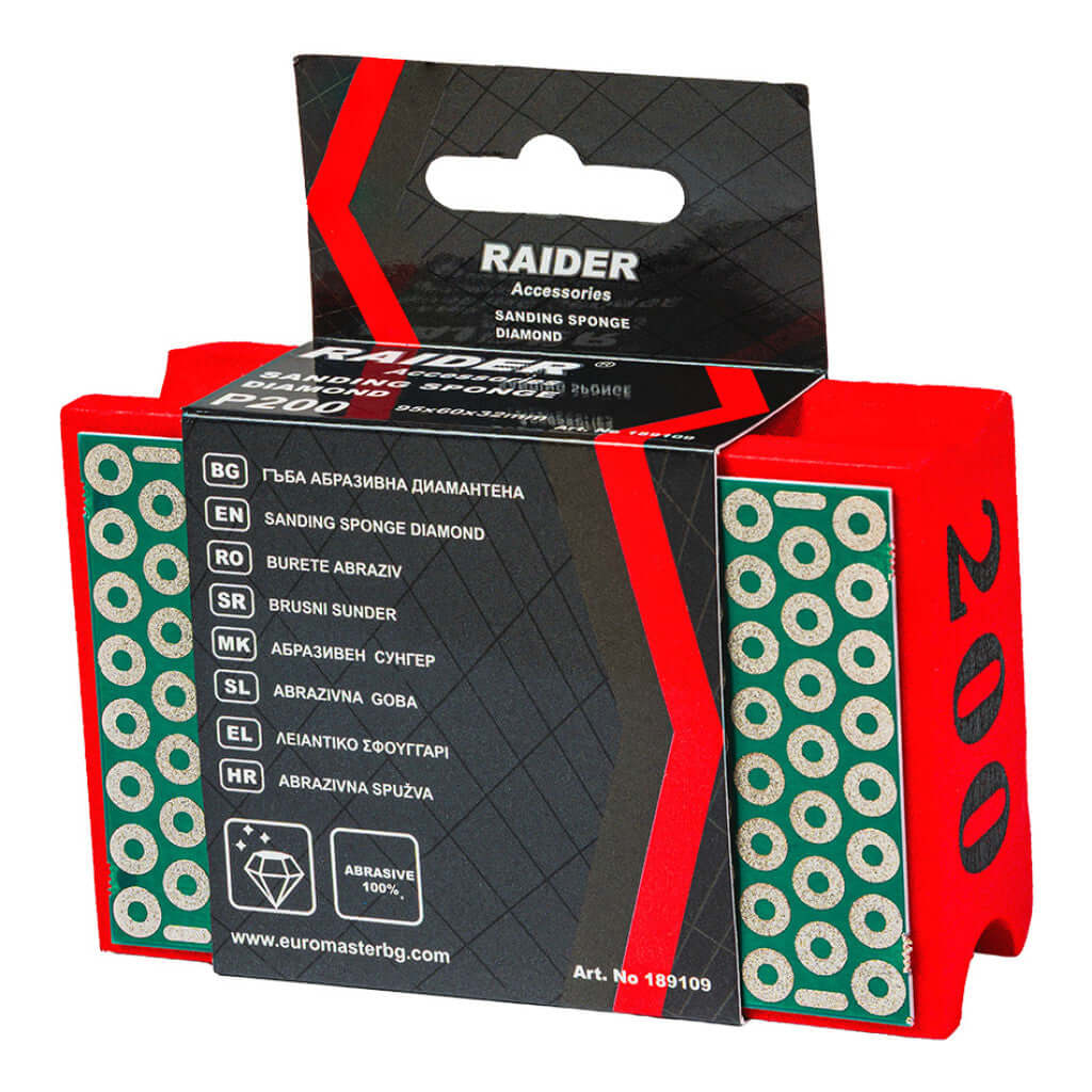 Гъба абразивна Diamond 95x60x32mm Р200 – Raider Power Tools