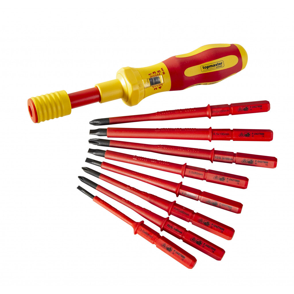 Отвертка изолирана с накрайници динамометрична к-т 9бр Topmaster Professional Top Master Pro BGShopping.net