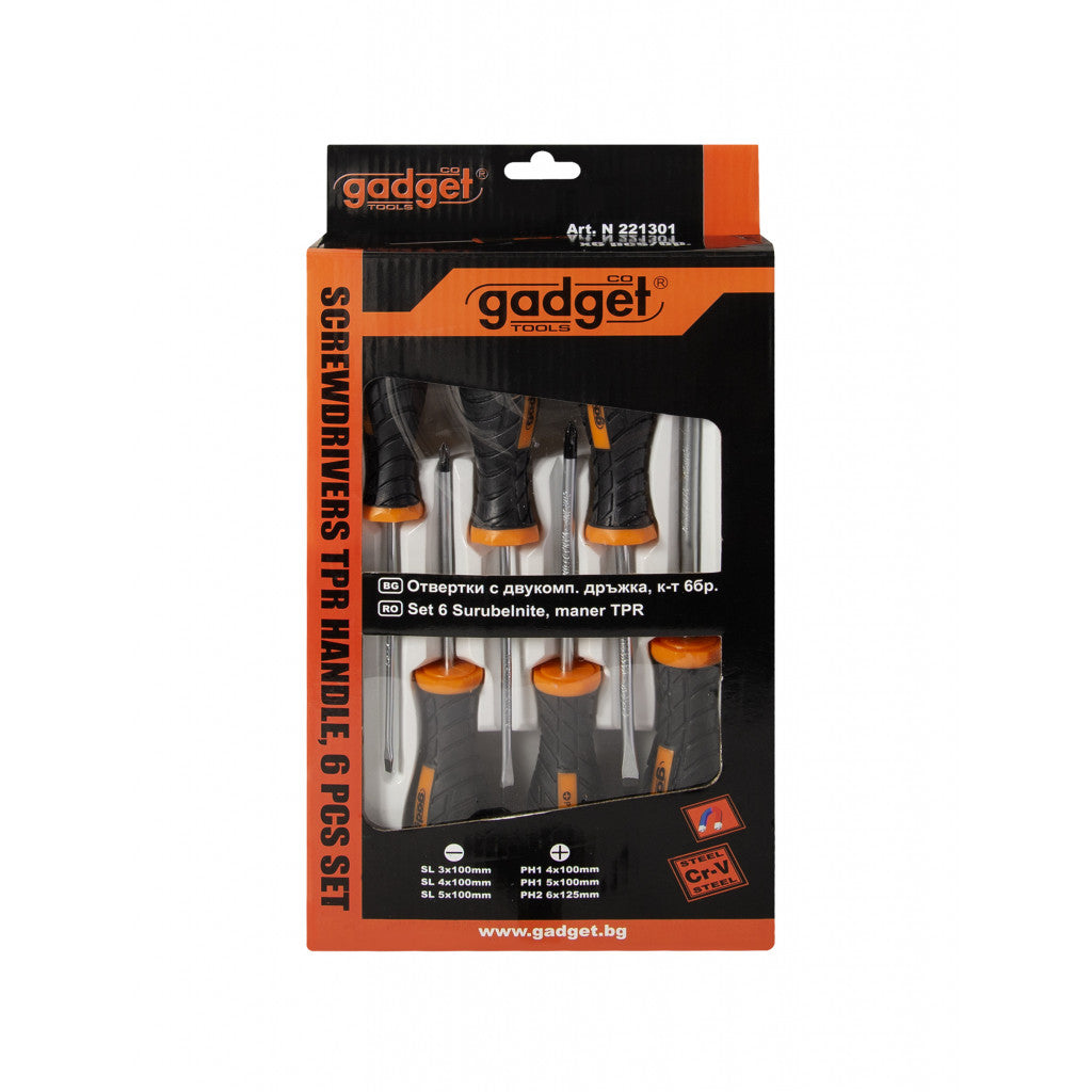 Отвертки с двукомпонентна дръжка к-т 6бр. GADGET Gadget BGShopping.net