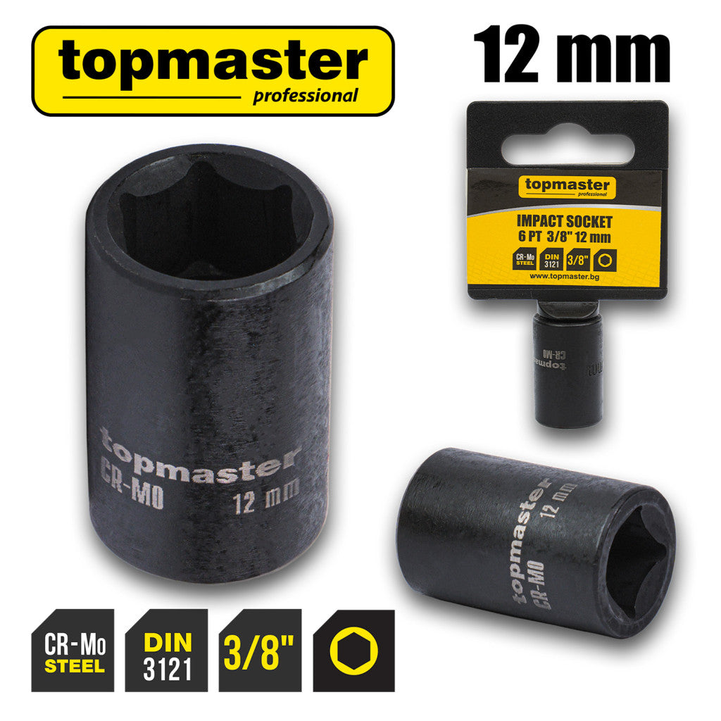 Вложка ударна 6 стенна 3/8"х12mm TMP Top Master Pro - BGShopping.net