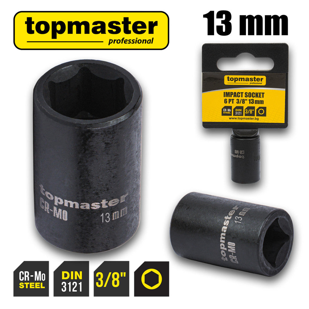 Вложка ударна 6 стенна 3/8"х13mm TMP Top Master Pro - BGShopping.net