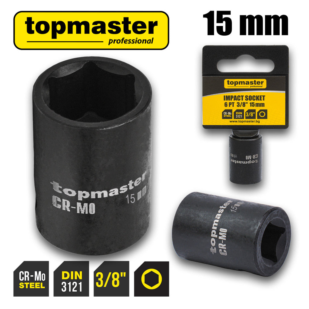 Вложка ударна 6 стенна 3/8"х15mm TMP Top Master Pro - BGShopping.net