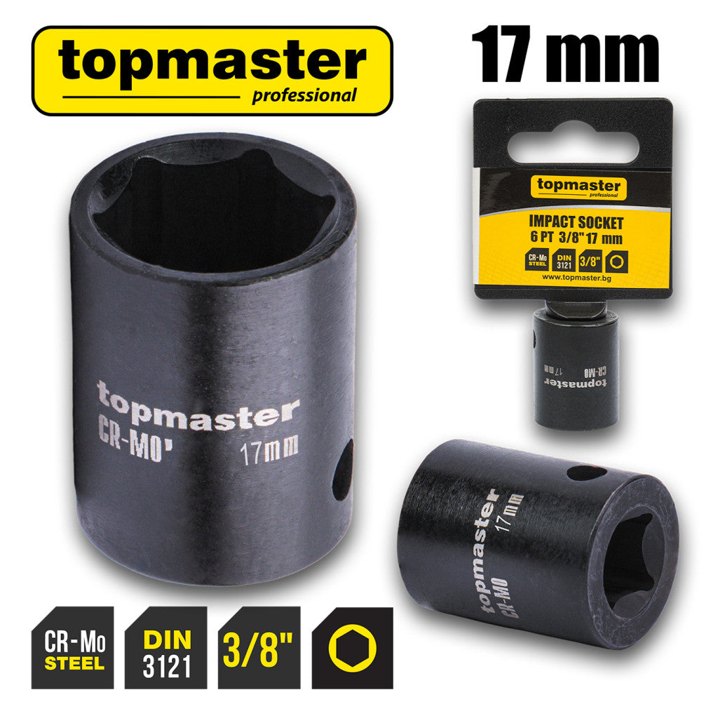 Вложка ударна 6 стенна 3/8"х17mm TMP Top Master Pro BGShopping.net