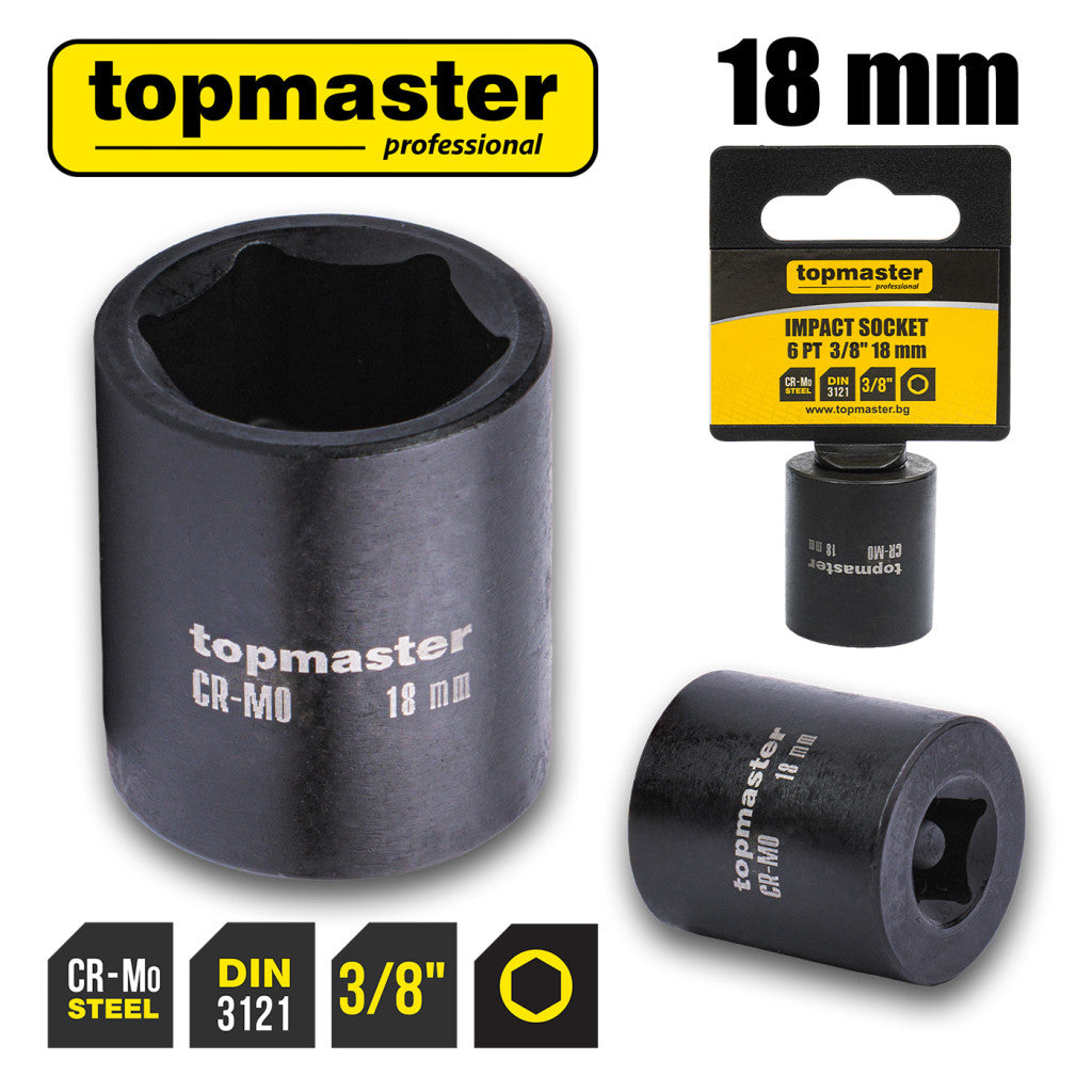 Вложка ударна 6 стенна 3/8"х18mm TMP Top Master Pro BGShopping.net