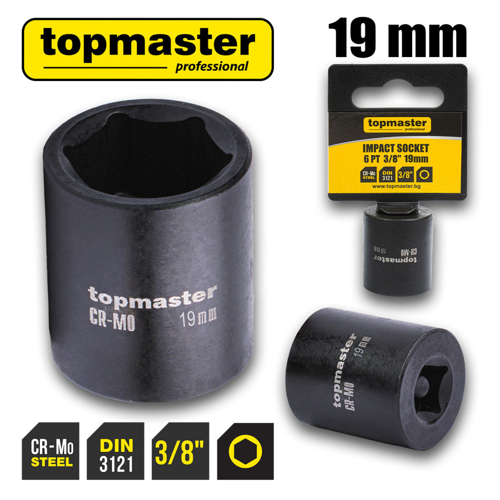Вложка ударна 6 стенна 3/8"х19mm TMP Top Master Pro - BGShopping.net