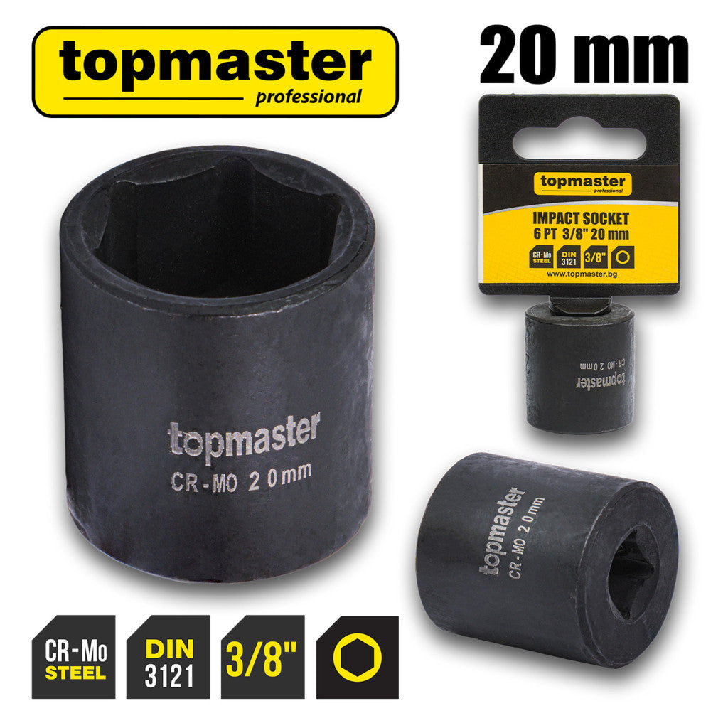 Вложка ударна 6 стенна 3/8"х20mm TMP Top Master Pro - BGShopping.net