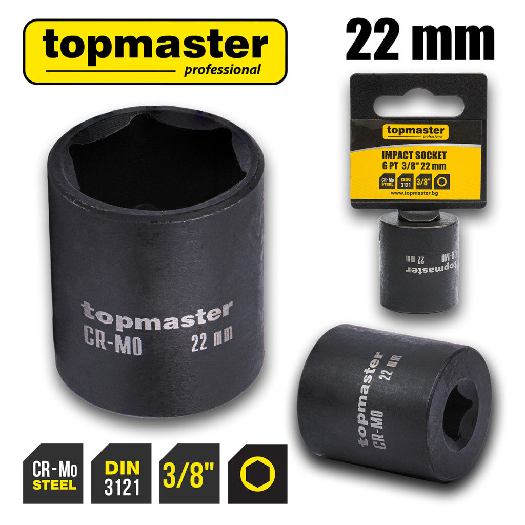 Вложка ударна 6 стенна 3/8"х22mm TMP Top Master Pro BGShopping.net