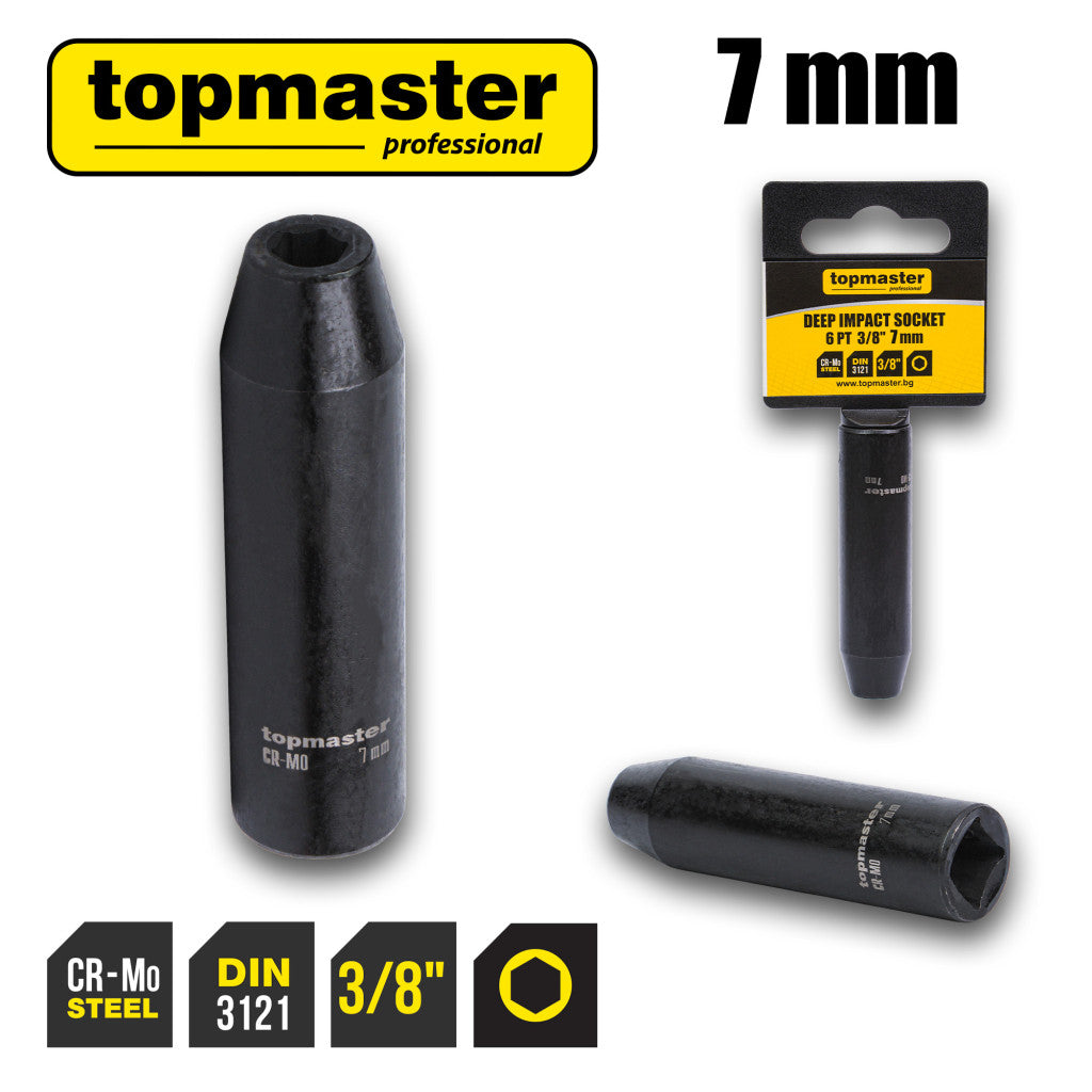 Вложка ударна удължена 6 стенна 3/8" х 7mm TMP Top Master Pro - BGShopping.net
