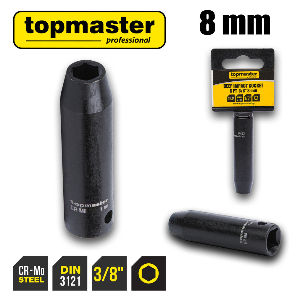 Вложка ударна удължена 6 стенна 3/8" х 8mm TMP Top Master Pro - BGShopping.net
