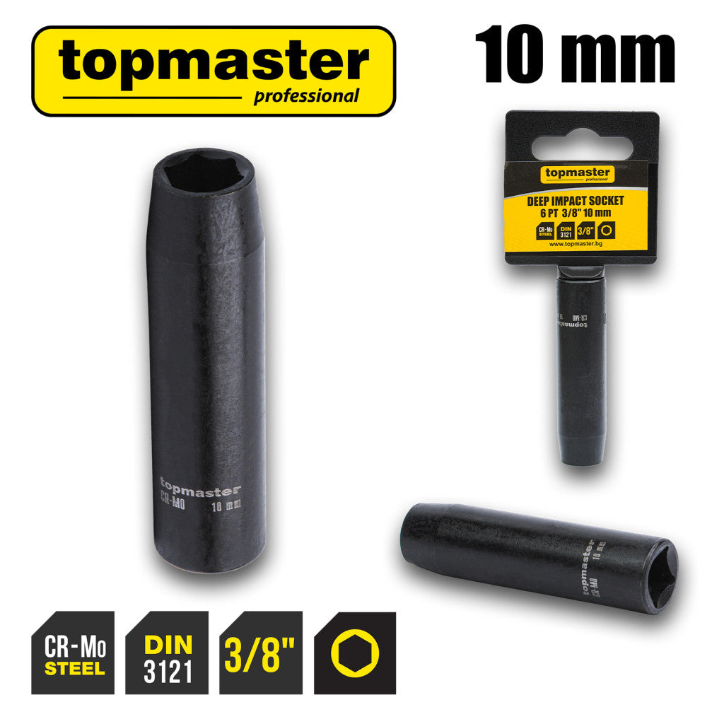 Вложка ударна удължена 6 стенна 3/8" х 10mm TMP Top Master Pro - BGShopping.net