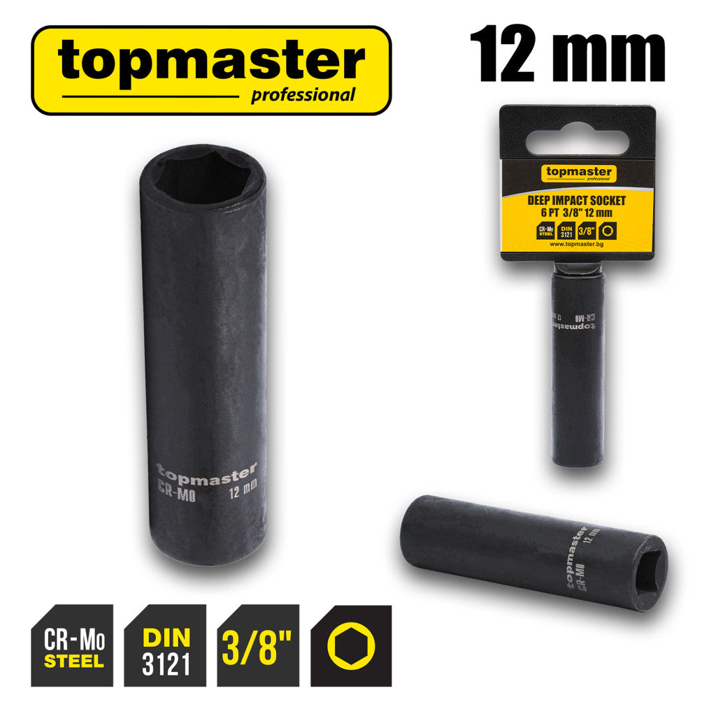 Вложка ударна удължена 6 стенна 3/8" х 12mm TMP Top Master Pro - BGShopping.net