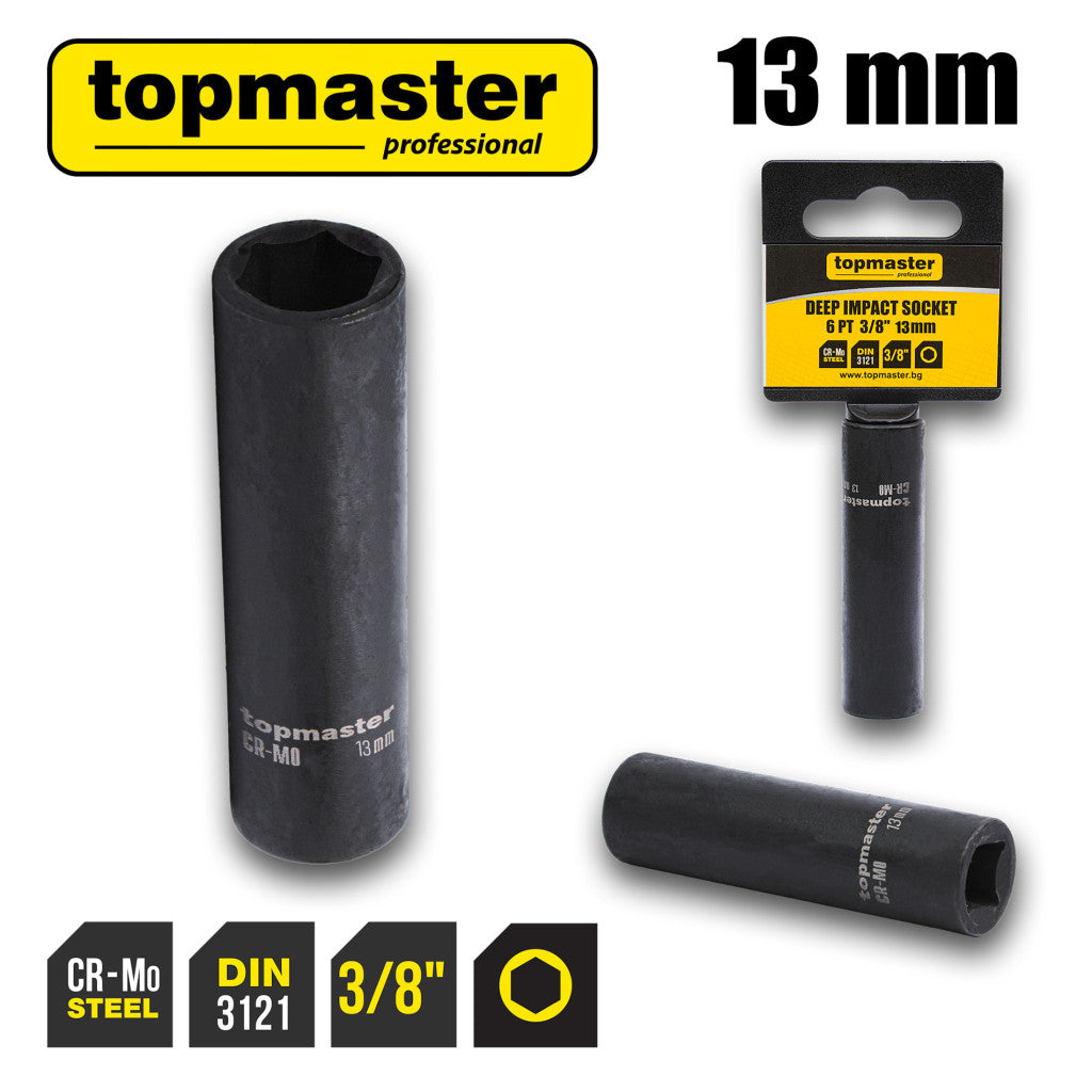 Вложка ударна удължена 6 стенна 3/8" х 13mm TMP Top Master Pro - BGShopping.net