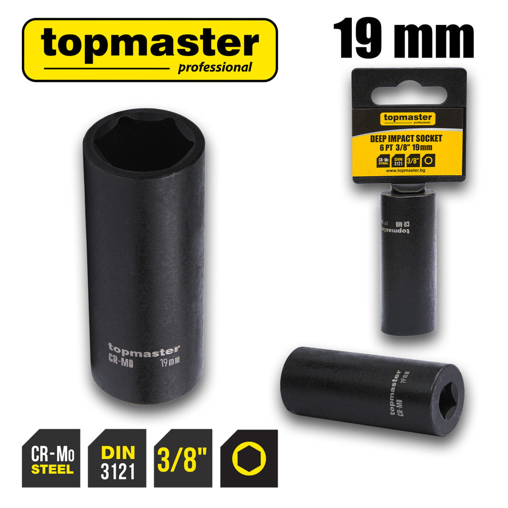 Вложка ударна удължена 6 стенна 3/8" х 19mm TMP Top Master Pro - BGShopping.net