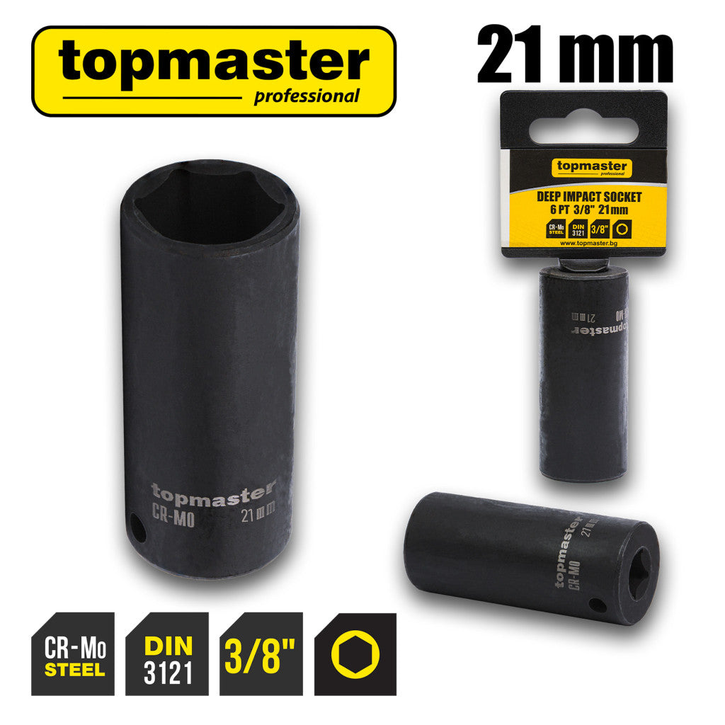 Вложка ударна удължена 6 стенна 3/8" х 21mm TMP Top Master Pro - BGShopping.net