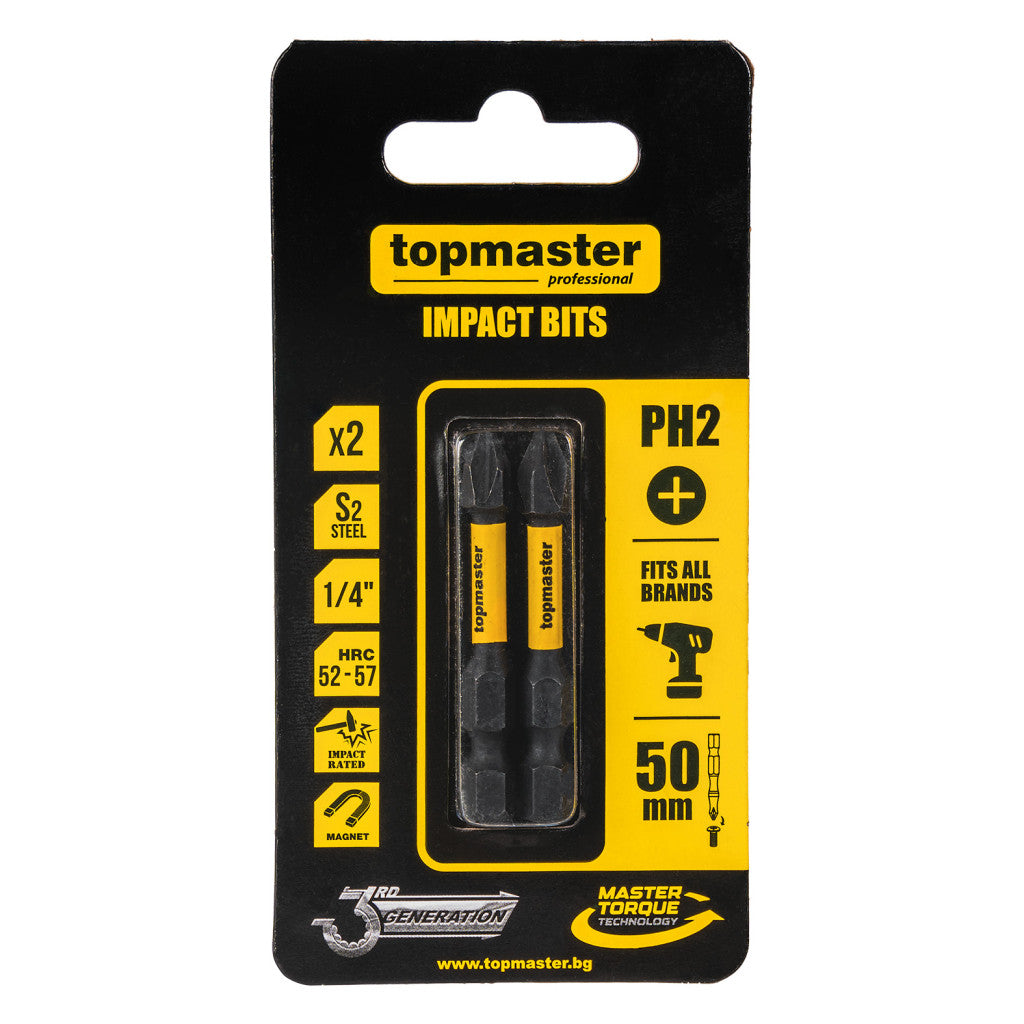 Накрайници ударни 50мм PH2, 2 бр. Topmaster Professional – Top Master Pro